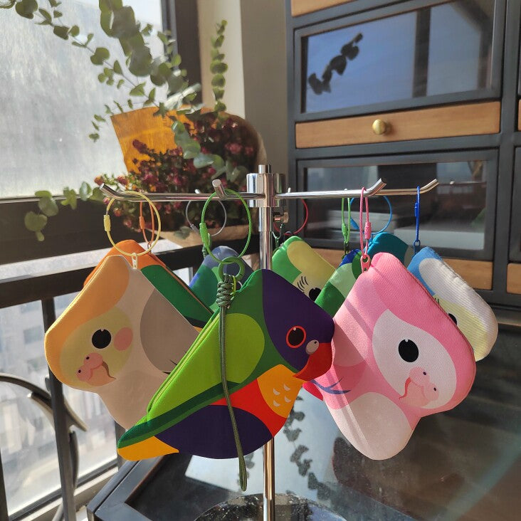 Cute Parrot Zipper Pouch Keychain Bag 15 Styles