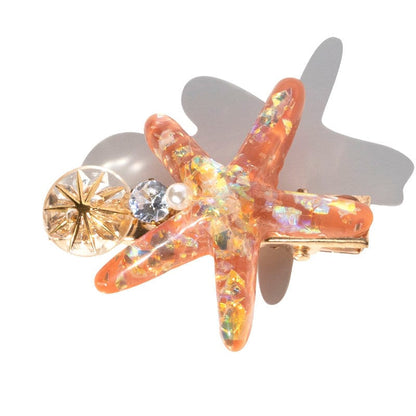 Mini  Dark Pink Crystal Starfish Hair Clip丨NueShiny - Fhunks