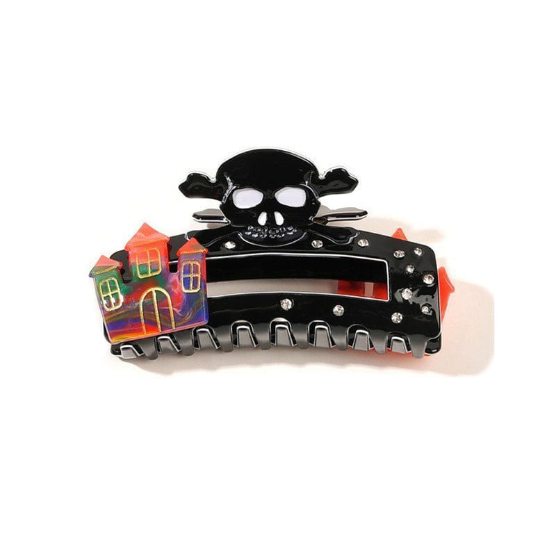 Large  Square Skull Castle-Orange Hair Claw