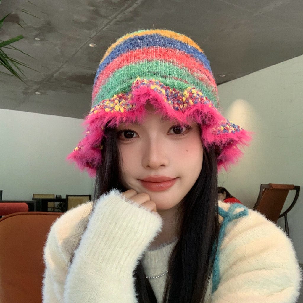 Handmade rainbow Knitted Hat