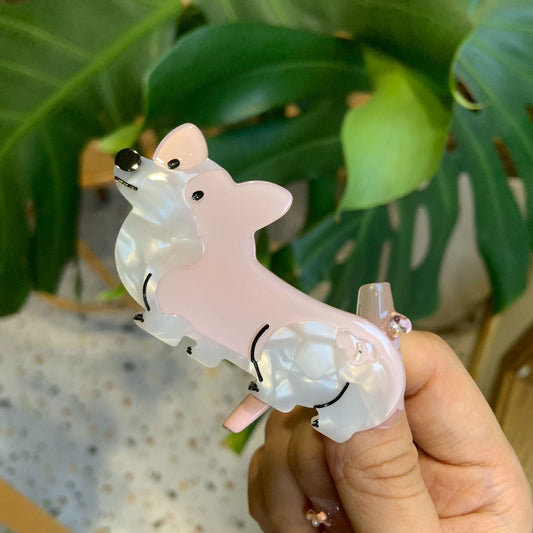 Small   Pink and white-Corgi side clip