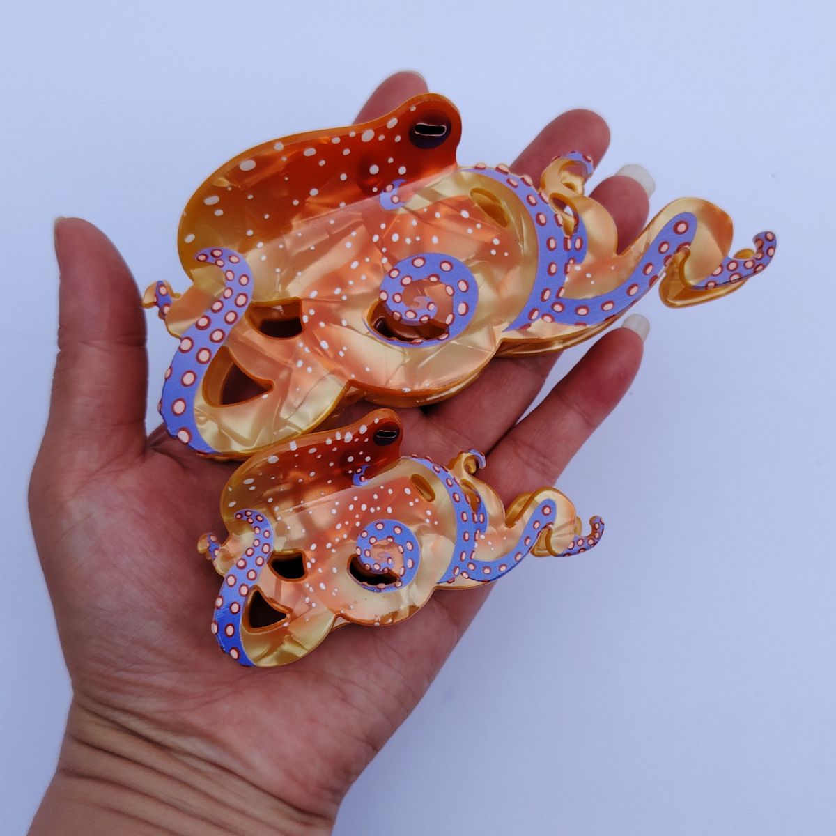 Orange Blue-Ringed Octopus Hair Claw