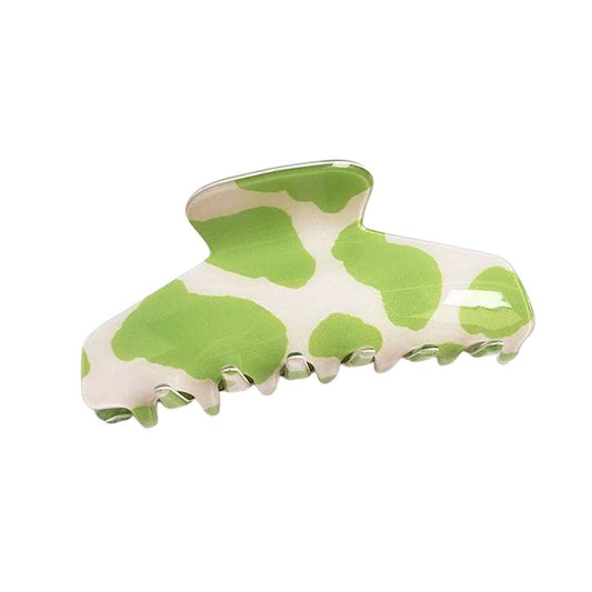 Green & White Textured Acetate Hair Claw