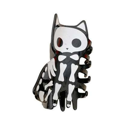 Medium Black Kitten Skull Hair Claw