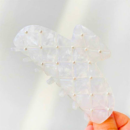 French Vintage Pearl Acetate Clips In White