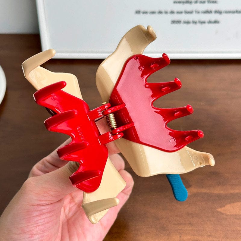 Medium Double Buttons Resin Hair Claw Clip