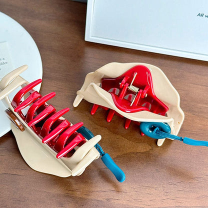 Medium Double Buttons Resin Hair Claw Clip