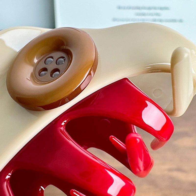 Medium Double Buttons Resin Hair Claw Clip