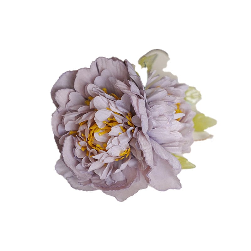 Medium Gray Purple Peony Silk Flower Hair Claw