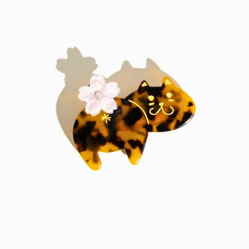 Brown Stripes Cat Acetate Hair Clip Accessories