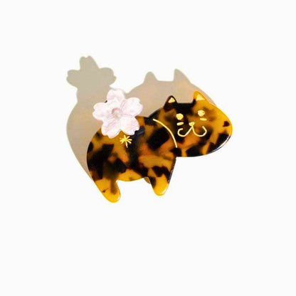Brown Stripes Cat Acetate Hair Clip Accessories