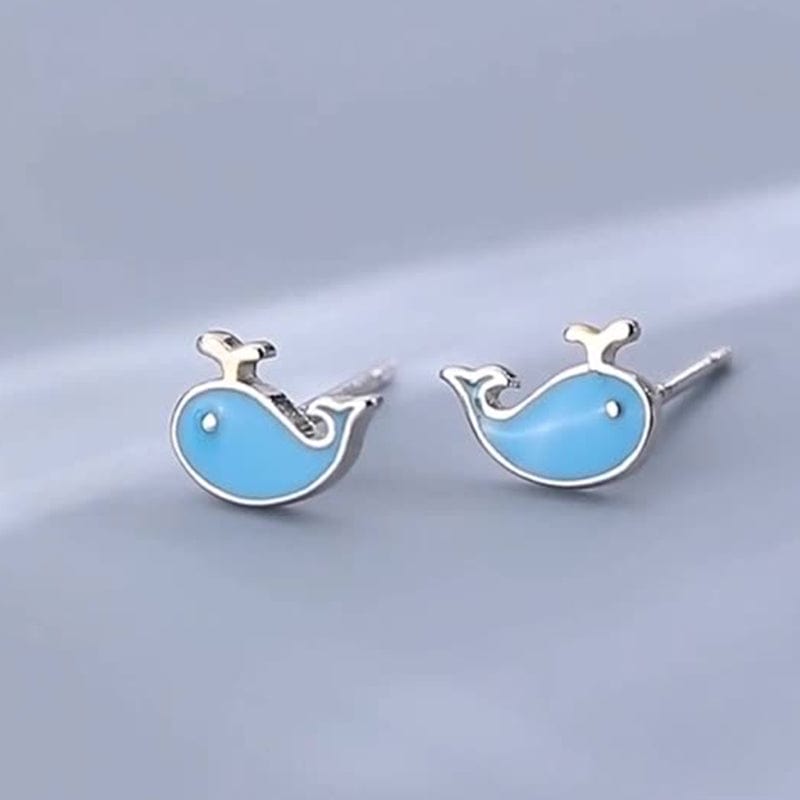Sterling Silver Blue Whale Earrings丨Lemonschunks
