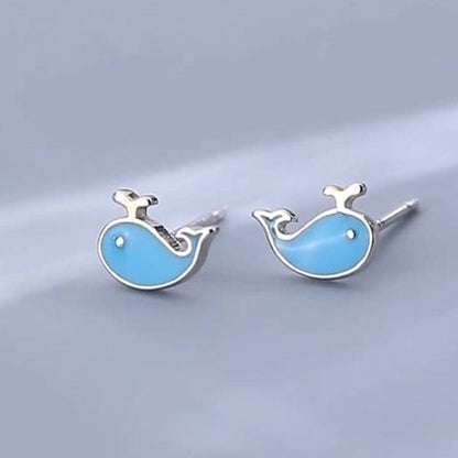 Sterling Silver Blue Whale Earrings丨Lemonschunks
