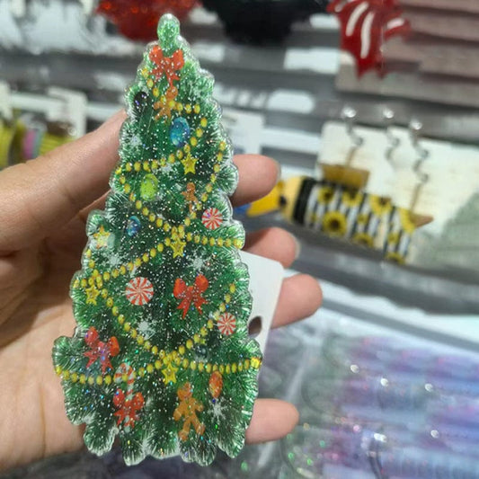 Medium  Christmas tree-Christmas elements Hair Claw