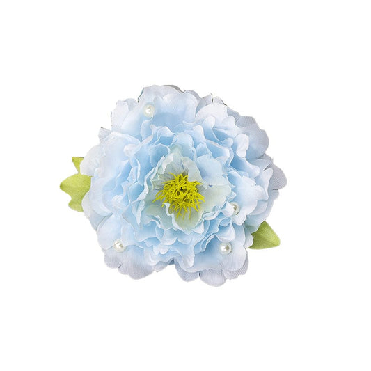 Medium Light Blue Peony Hair Claw