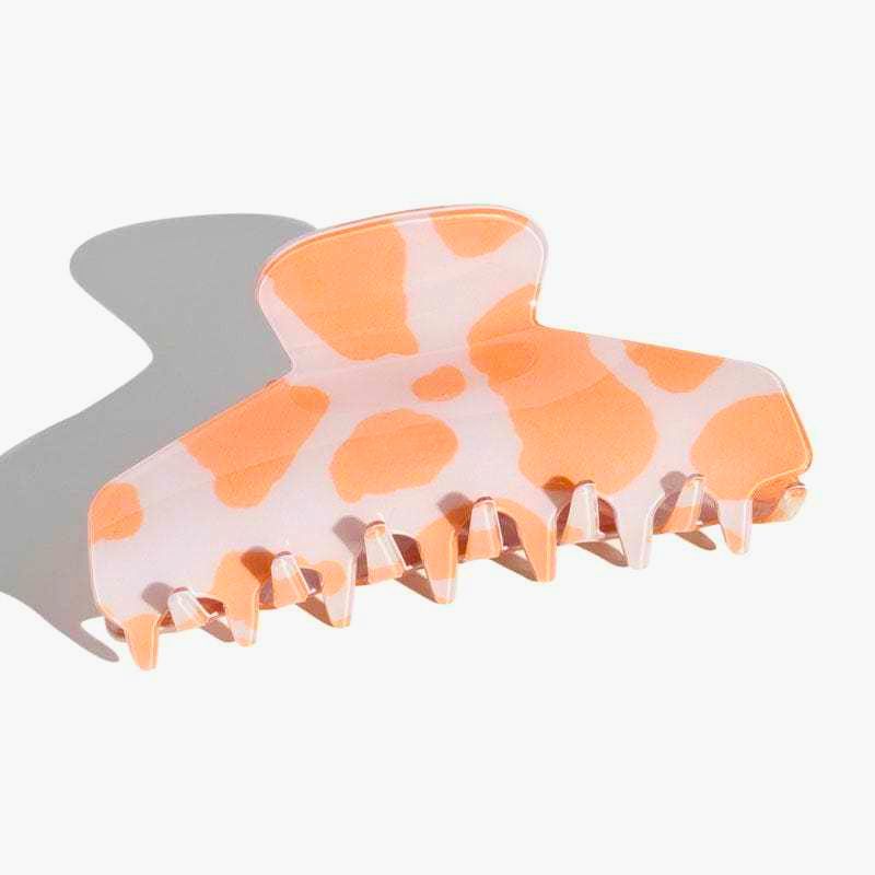 Orange Leopard Print Textured Acetate Hair Claw