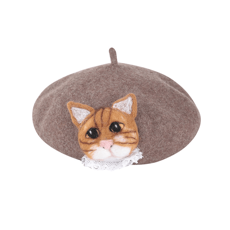 Dark Khaki Kitten Hat