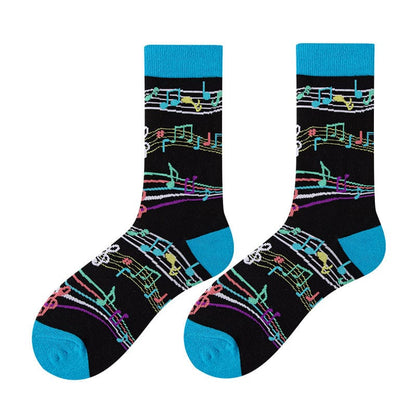 Musical Staff Pattern Socks