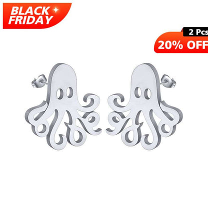 Sterling Silver Octopus Silver Earrings丨Lemonschunks