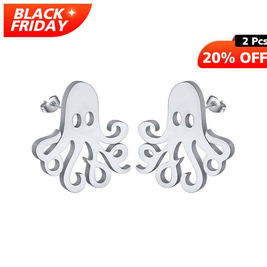 Sterling Silver Octopus Silver Earrings丨Lemonschunks