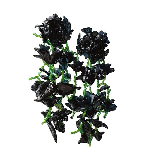 Exaggerated Flower Earrings Black