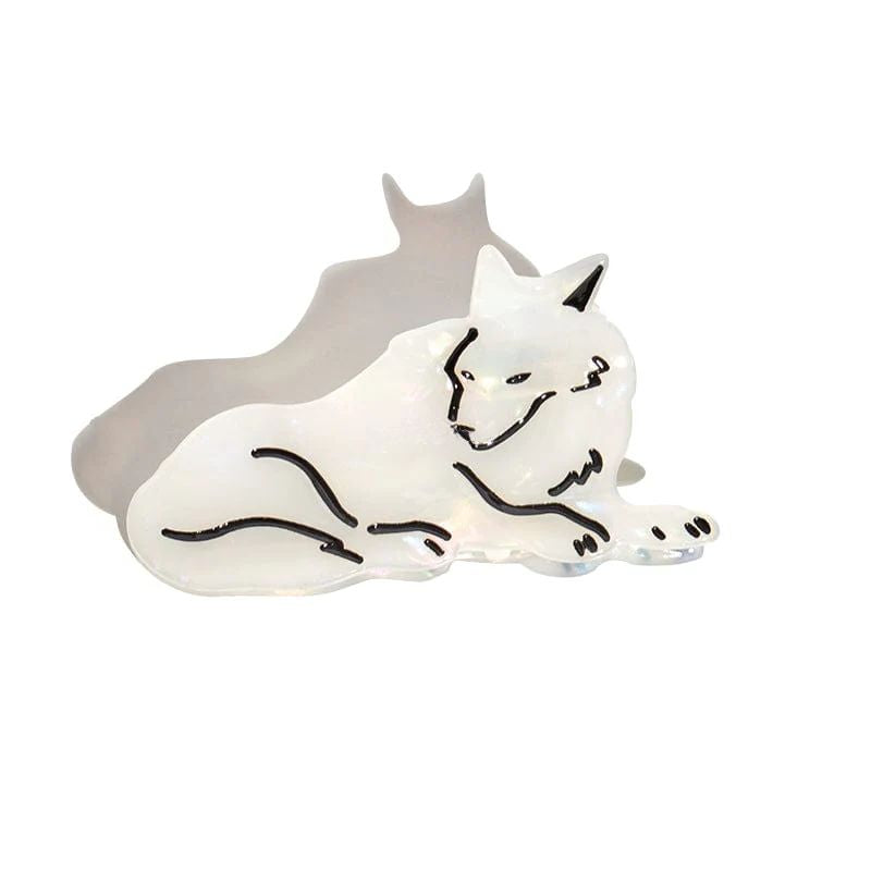 Medium White Wild Wolf Hair Claw Clip