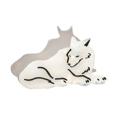 Medium White Wild Wolf Hair Claw Clip