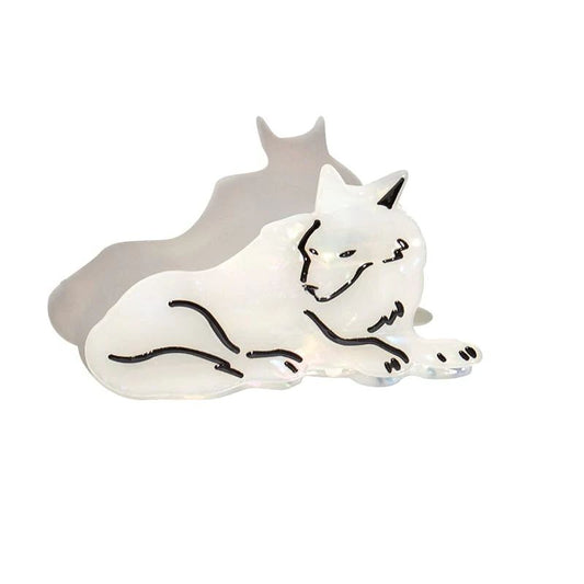 Medium White Wild Wolf Hair Claw Clip丨Lemonschunks
