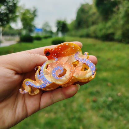Orange Blue-Ringed Octopus Hair Claw