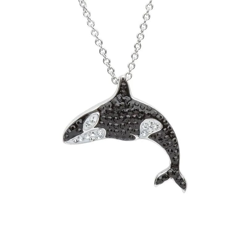 Orca Whale Necklace With Crystals