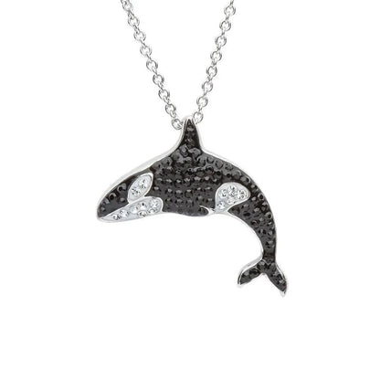 Orca Whale Necklace With Crystals