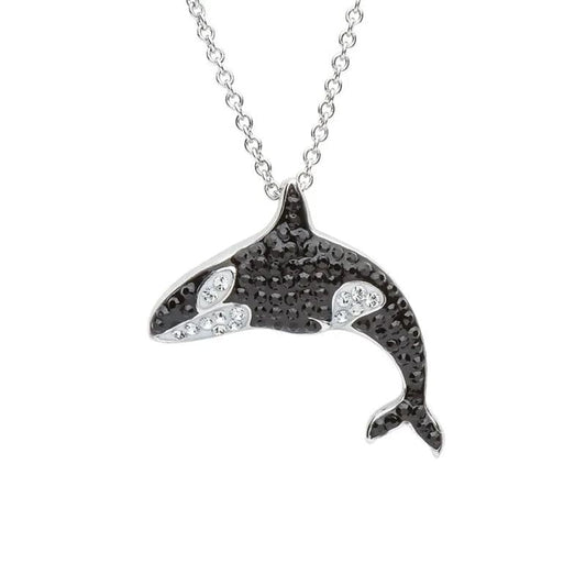 Orca Whale Necklace With Crystals
