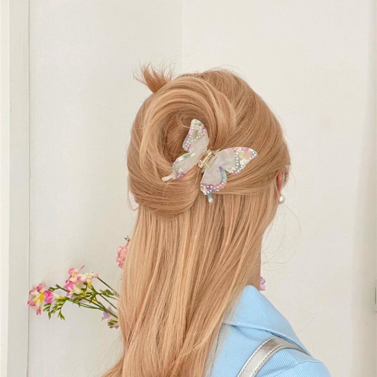 White Butterfly Hair Claw Clip