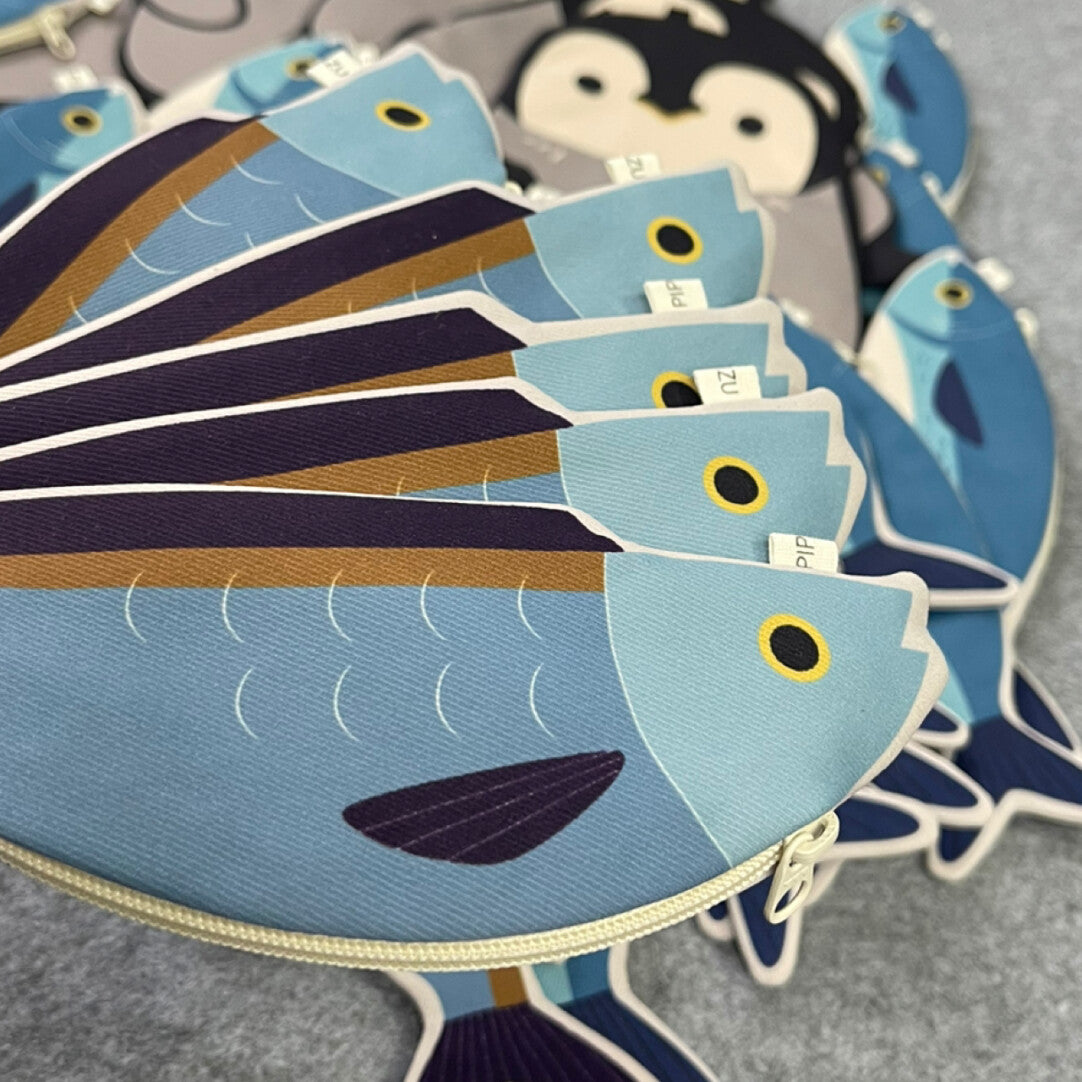 Fish Pencil Case & Zipper Pouch Keychain Bag