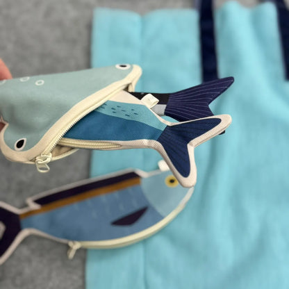 Fish Pencil Case & Zipper Pouch Keychain Bag