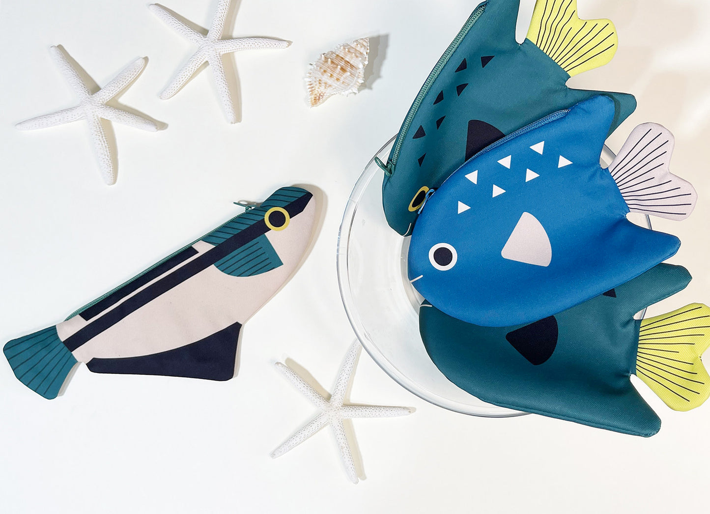 Fish Pencil Case & Zipper Pouch Keychain Bag