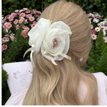 French 3D Rose Mesh Hair Claw
