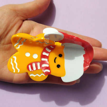 Joyful Medium Christmas Hat Gingerbread Man Hair Claw