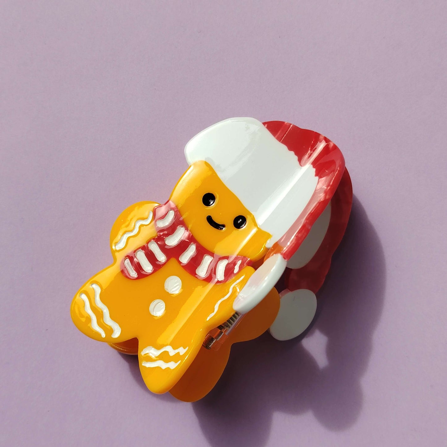 Joyful Medium Christmas Hat Gingerbread Man Hair Claw