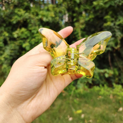 Transparent Diamond  Green Mother & Baby Butterfly Hair Claw Clips Set