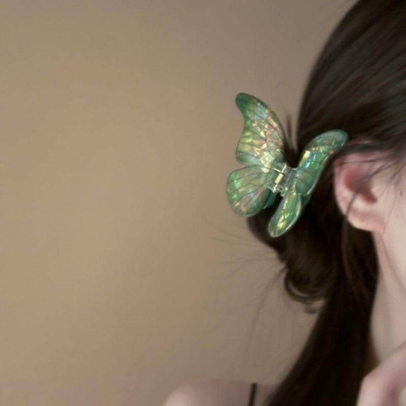 Green Sea Ice Crystal Butterfly Hair Claw