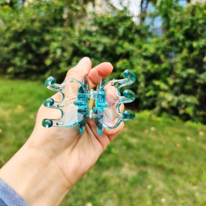 Transparent Diamond Grey Blue Mother & Baby Butterfly Hair Claw Clips Set