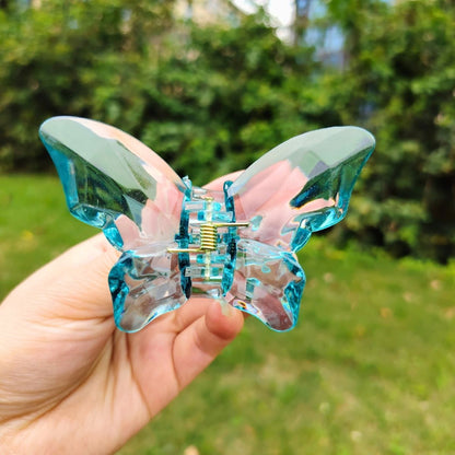 Transparent Diamond Grey Blue Mother & Baby Butterfly Hair Claw Clips Set
