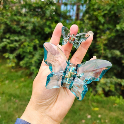Transparent Diamond Grey Blue Mother & Baby Butterfly Hair Claw Clips Set