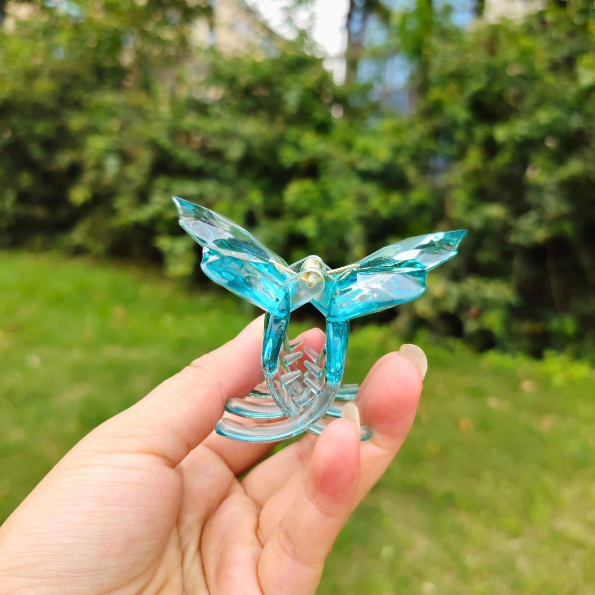 Transparent Diamond Grey Blue Mother & Baby Butterfly Hair Claw Clips Set