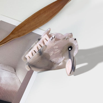 Medium Grey White Rabbit Hair Claw