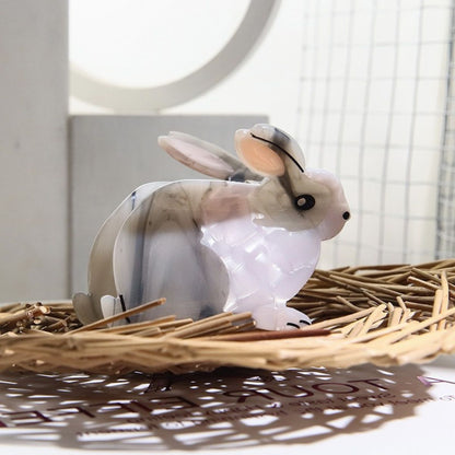 Medium Grey White Rabbit Hair Claw
