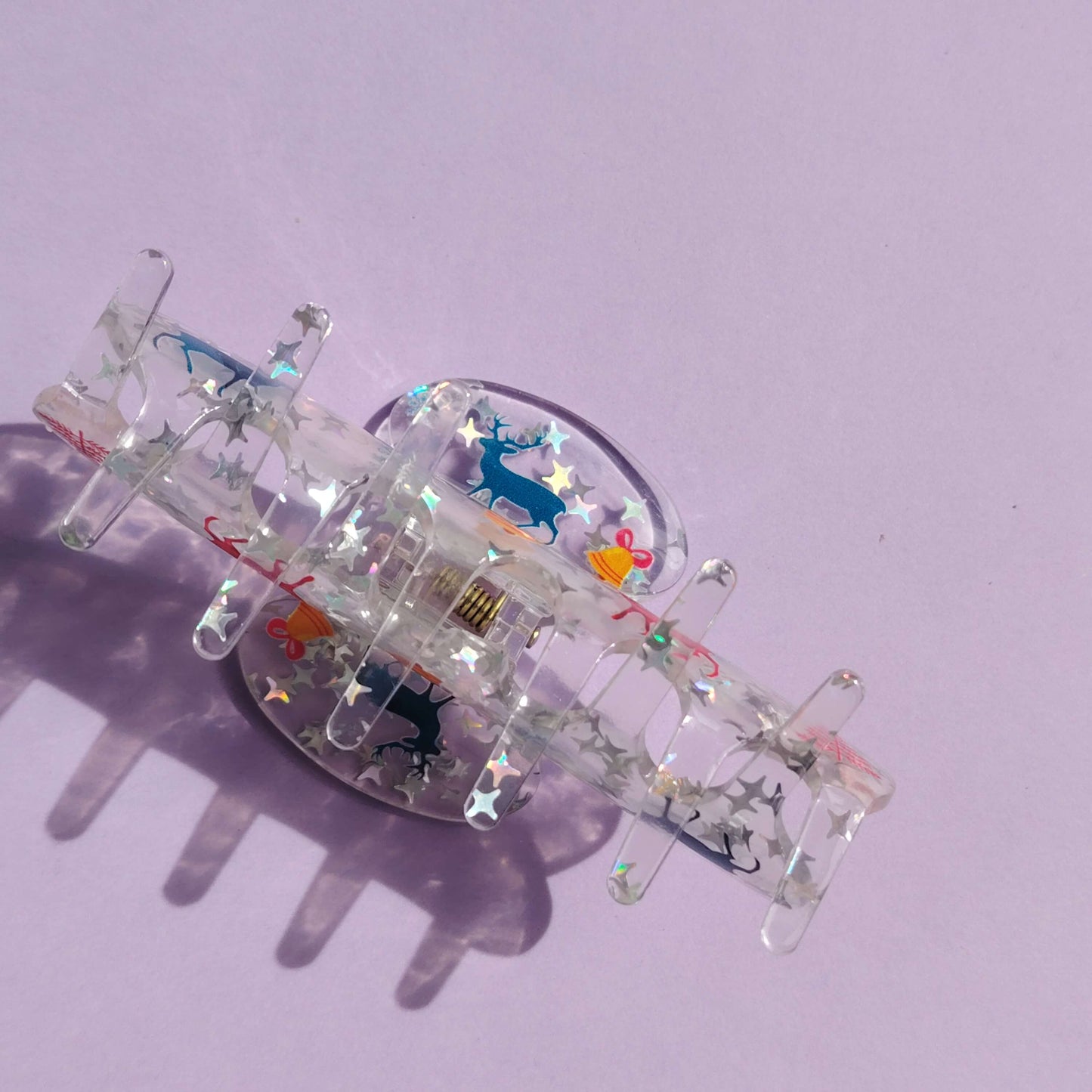 Clear Glitter Christmas Hair Claw