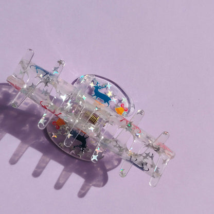 Clear Glitter Christmas Hair Claw