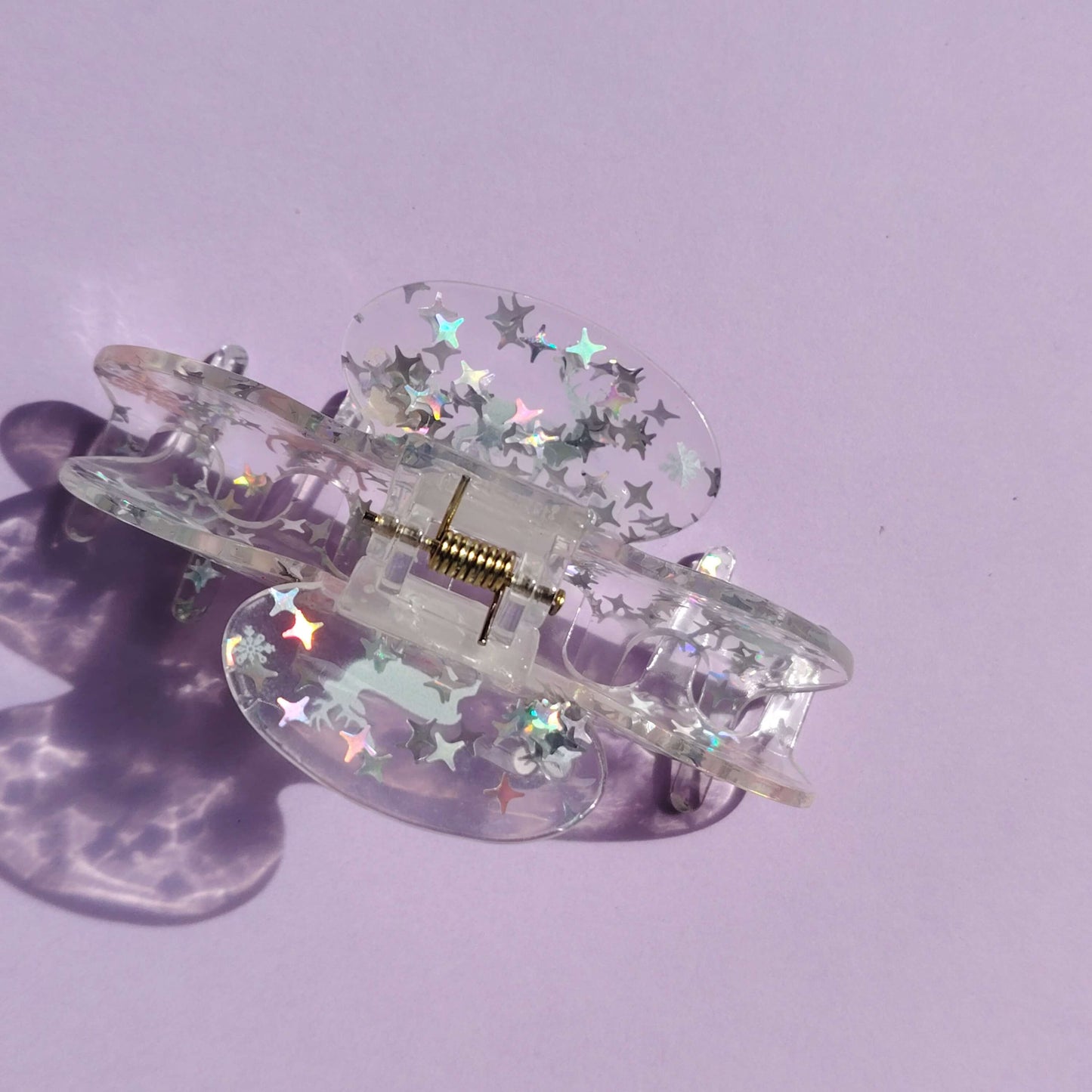 Clear Glitter Christmas Hair Claw